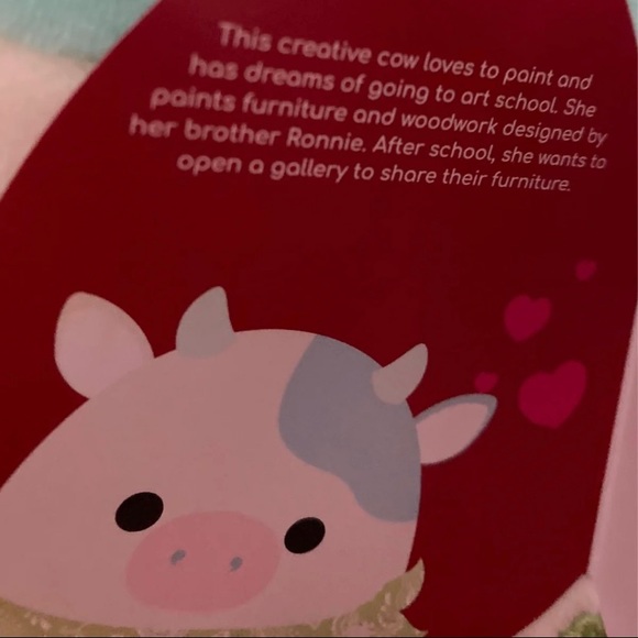 SOLD Squishmallows Belana the teal Cow with bandana Valentines Day 12" NWT - Picture 2 of 2